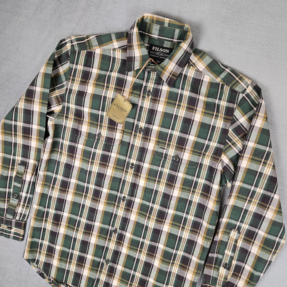 Filson Lightweight Kitsap Work Shirt Mrns‎ XS Green Plaid Short Sleeve NWT *READ
